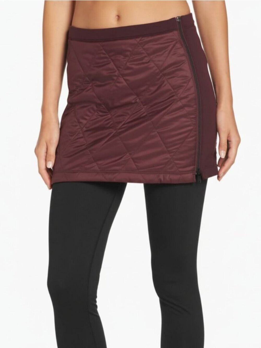 ICEBREAKER MerinoLoft Quilted Helix Skirt Size XL Deep Wine
